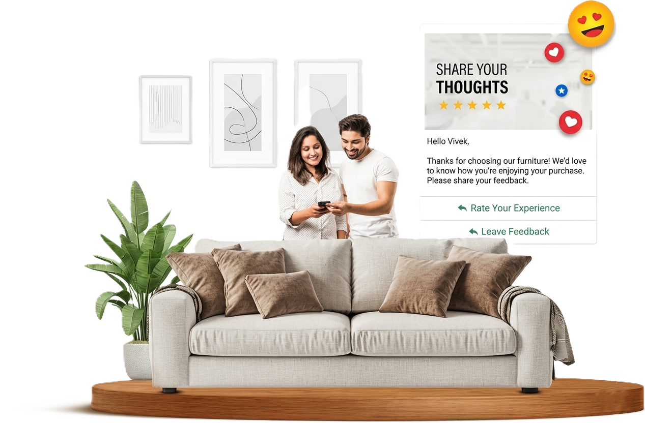 HillTeck WhatsApp automation dashboard for home decor brands showing personalized product alerts and customer engagement